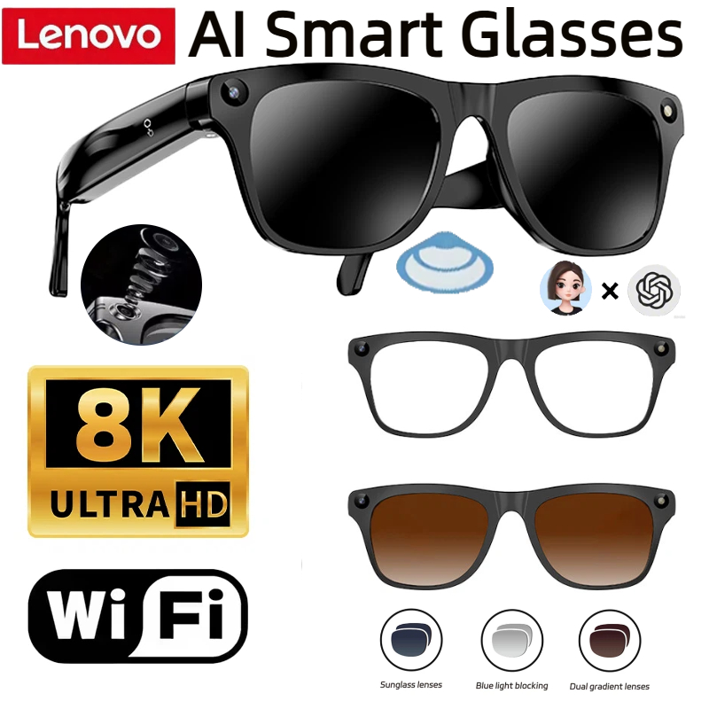 Smart Glasses Lens - Occhiali Smart Lenovo con Memoria 32G,