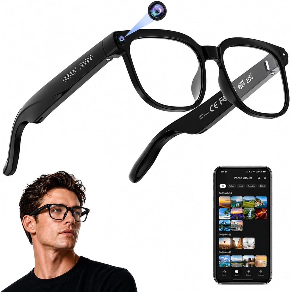 Smart Glasses Lens - Occhiali Intelligenti per Viaggi: Video 4K,