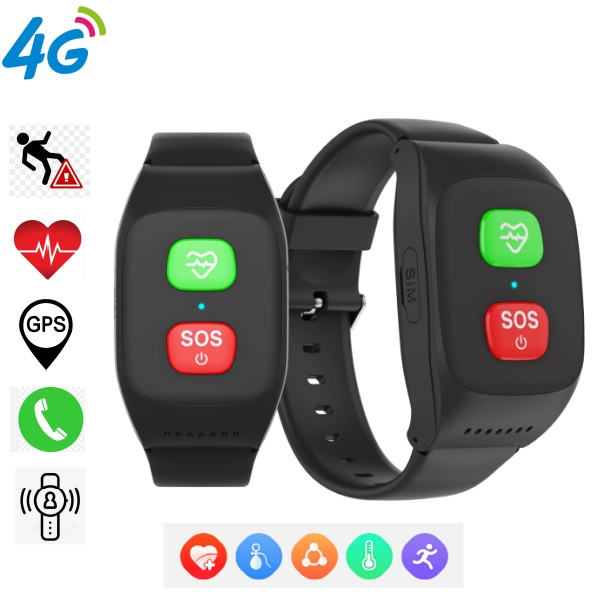 Fall Detection Watch - Smartwatch 4G per Anziani con Rilevamento