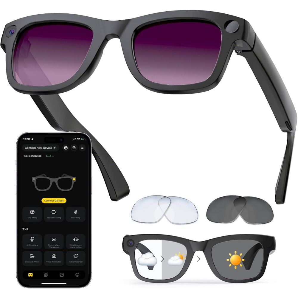 Smart Glasses Lens - Occhiali Intelligenti con Traduzione AI, Chiamate